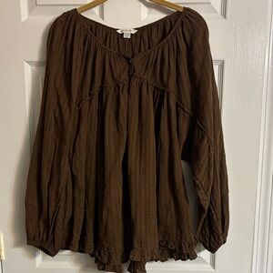 American Eagle Outfitters Brown Button Down Blouse